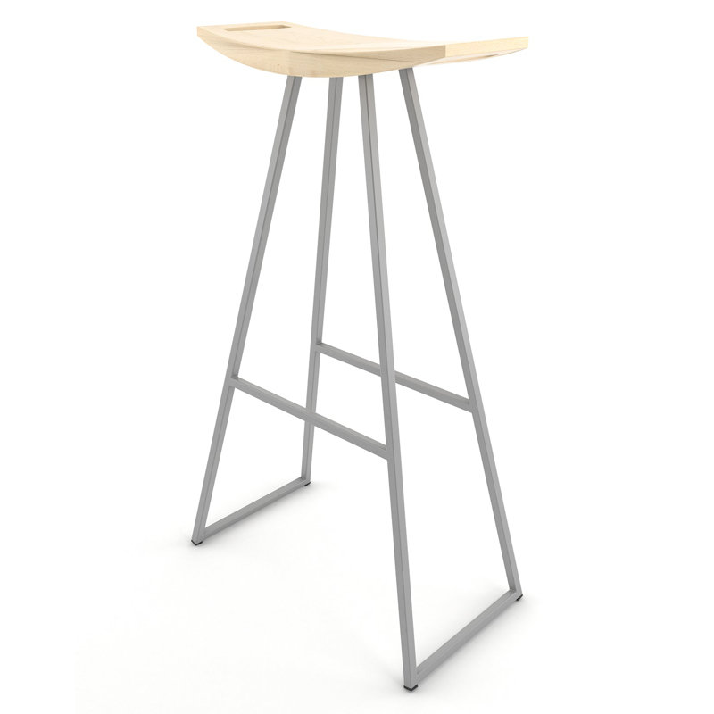 Robert Counter Stool with Metal Frame, Maple, Bar Stool (30" Seat Height), Gray