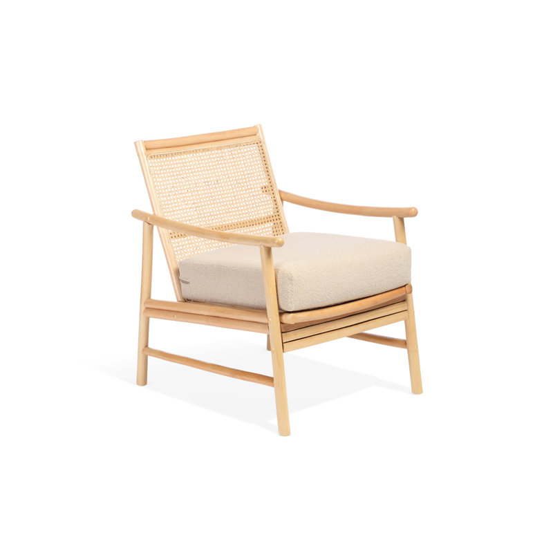 Wicker / Rattan Lounge Chair, Natural Wood