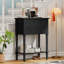 Console étroite, canapé mince avec trois tiroirs de rangement et tablette inférieure (noir)-125778177