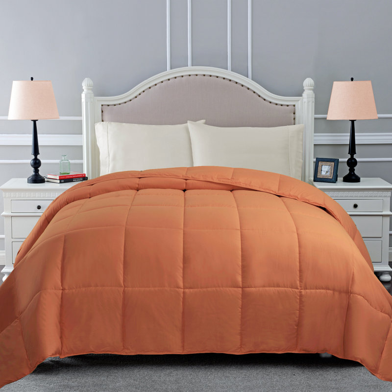 Classic All Season Reversible Medium Weight Hypoallergenic Down Alternative Comforter, Dusty Orange, King Comforter