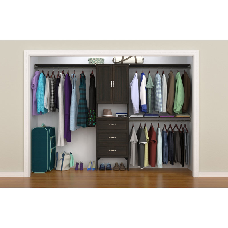 SuiteSymphony 84" W - 120" W Closet System with Drawers and Doors, Espresso