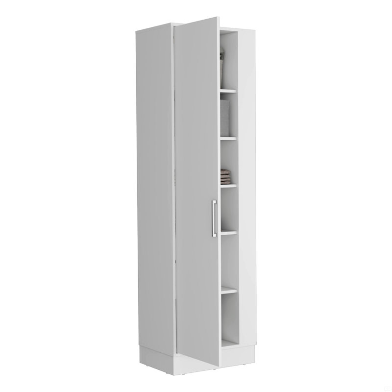 Armoire de rangement, une porte et des tablettes