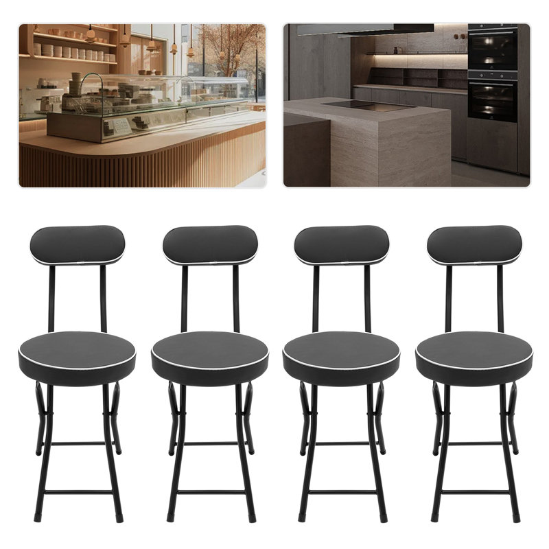4Pcs Portable Folding Stool Kitchen Counter, Black
