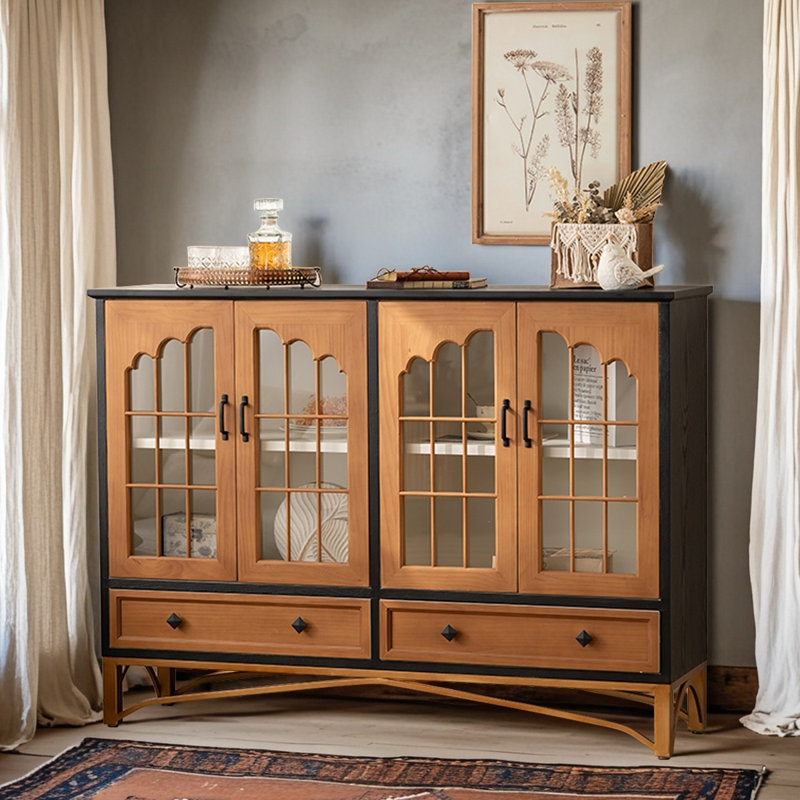 Buffet rétro en bois massif vieilli