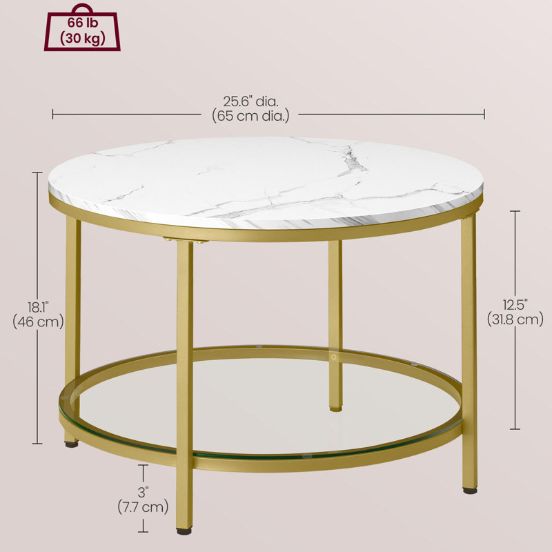 Coffee Table, White, Gold