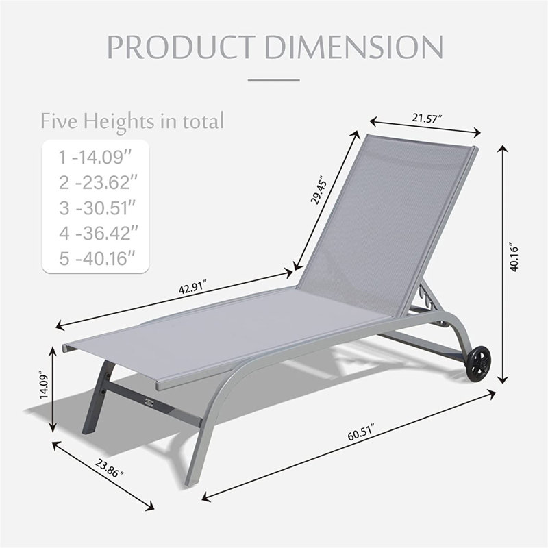 Chaise longue d'extérieur en métal Mehebbet, Gris