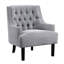 Chaise de salon en tissu de chenille gris avec structure en bois massif et bouton à hauteur d'accoudoir - Accent pour une décoration moderne-387922526