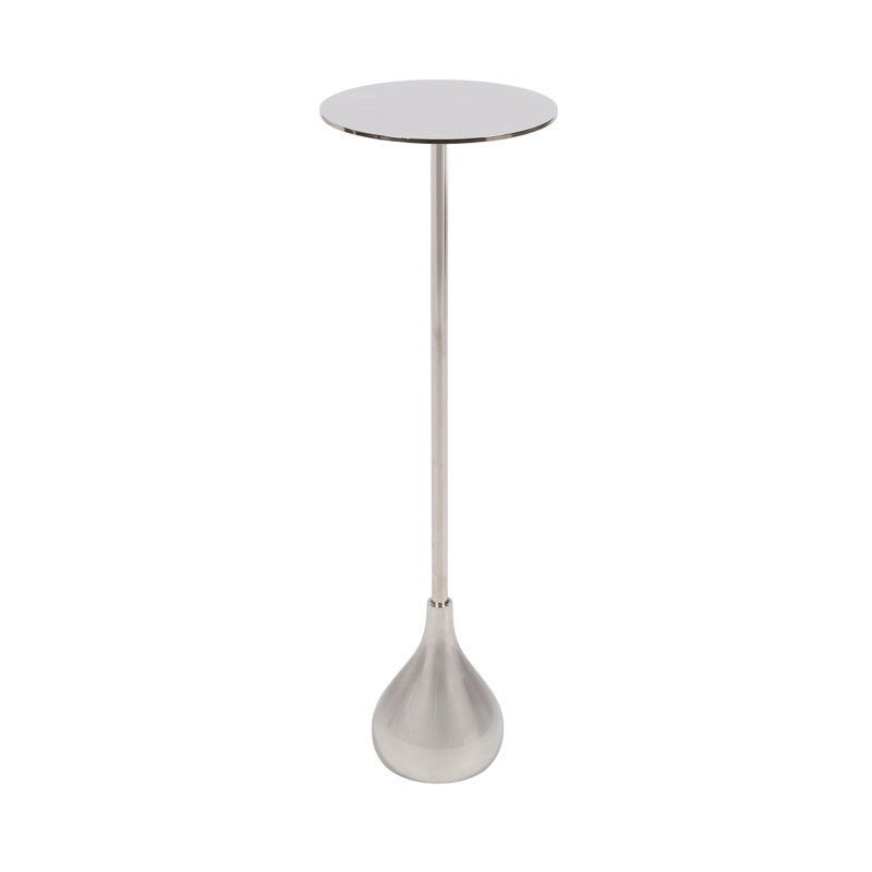 Hersi Modern Round Metal Drink Table, Silver