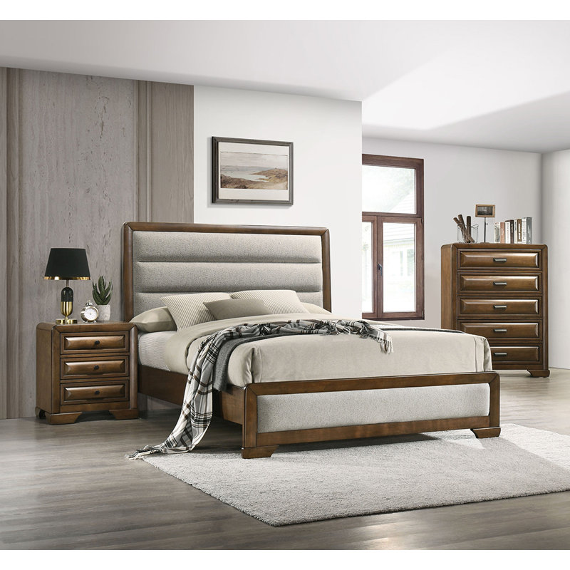 Grand lit, brun / gris clair, Grand