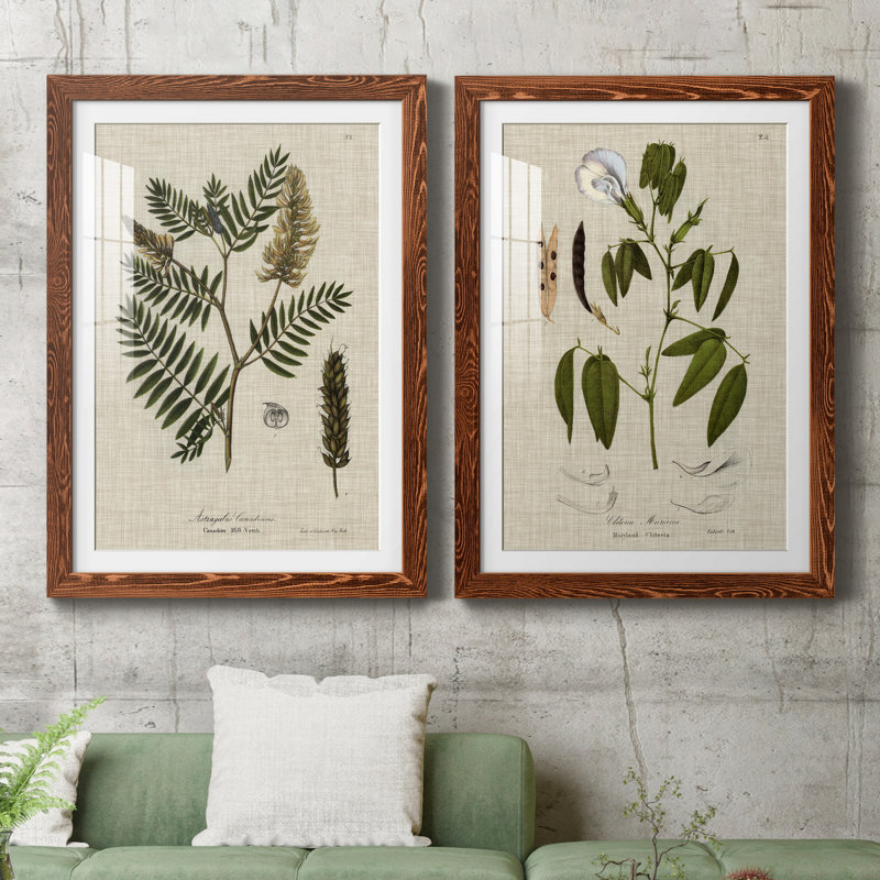 Lin et feuilles III - ensemble de 2 reproductions d'art sur papier encadré, H 43,5 po x l 31,5 po x P 1 po