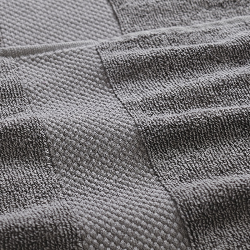 Charcoal and White Cotton 6-Piece Towel Set with Jacquard Border