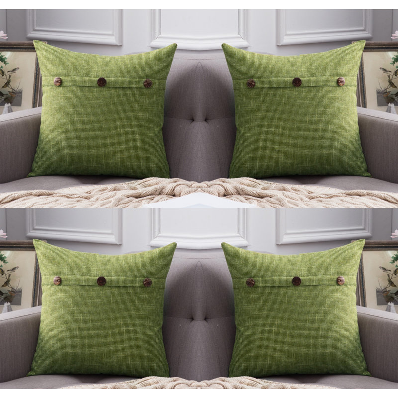 Housse de coussin en chenille à motif géométrique 18 po, Vert pomme