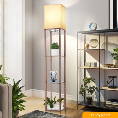 Floor Lamp With Shelves, 3 Color Temperatures, Open Top Design, For Living Room, Bedroom, Office