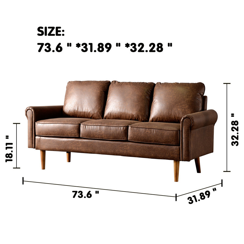 Kappel 72.7'' Upholstered Sofa, Dark Brown