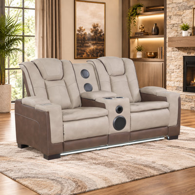 Causeuse inclinable électrique Imperial avec caisson de basses intégré et haut-parleurs Bluetooth, poche de chargement sans fil pour accoudoirs
