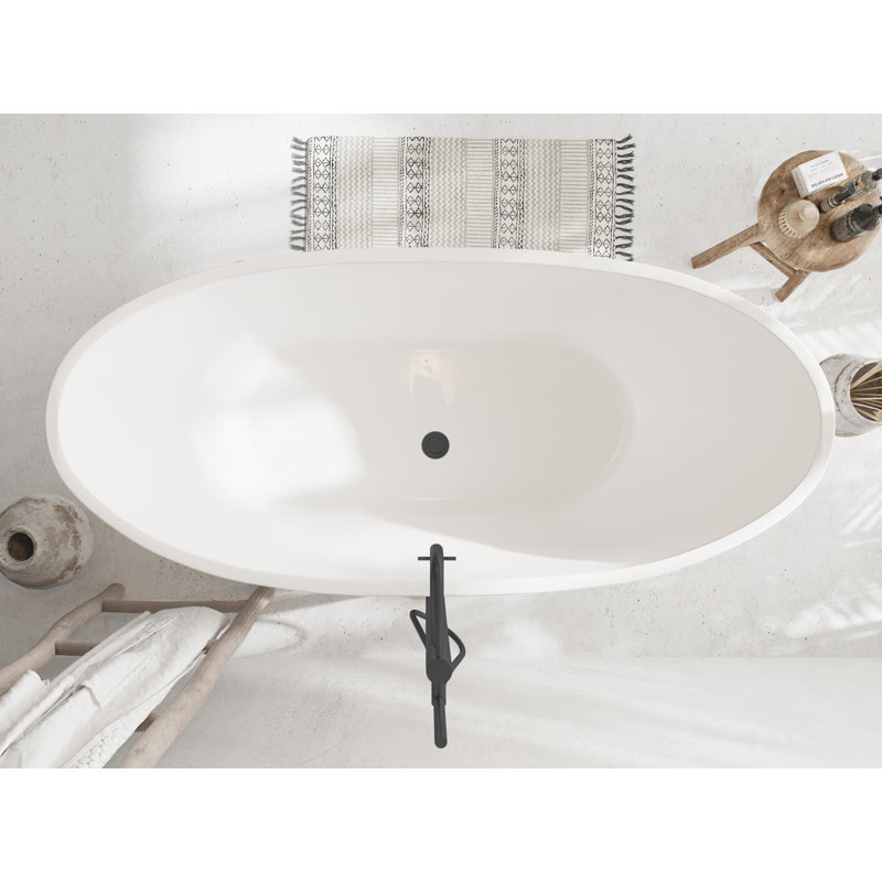 Dezra 59'' x 30.7'' Soaking Bathtub, Matte Black