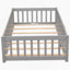 Lit plateforme simple avec clôture et porte, gris-1209099360-1209099361
