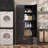 Black Kitchen Pantry Cabinet, 75" Tall Pantry Cabinet with Drawer, Metal Storage Cabinets with Doors and Shelves, Freestanding Food Cupboards for Dining & Living Room-1658253512