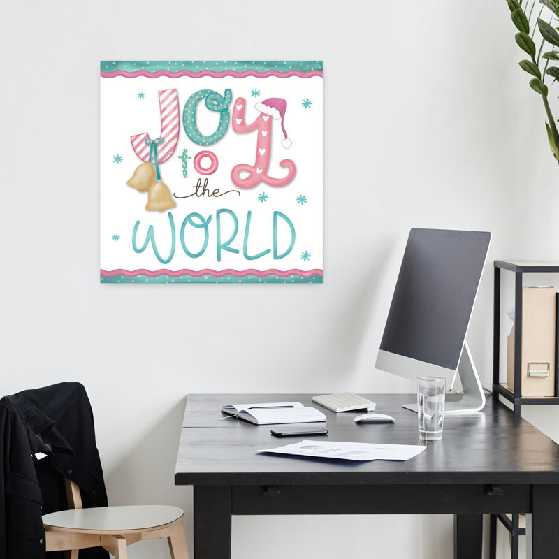 «Joy To The World», art abstrait contemporain hivernal, H 18 po x l 18 po