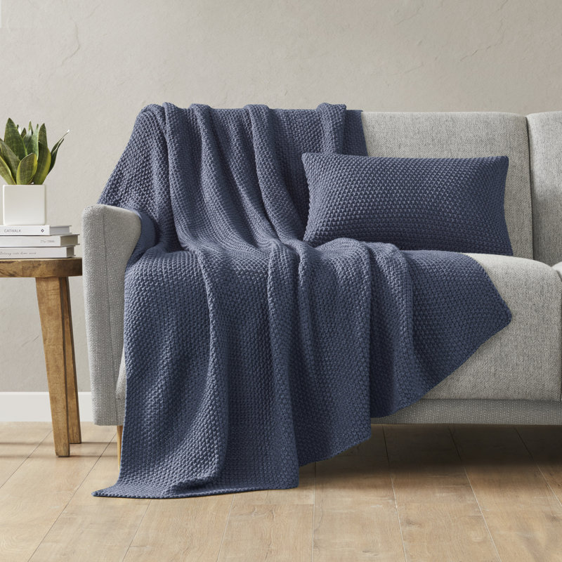 Bree Knit Oblong Pillow Sham, Indigo