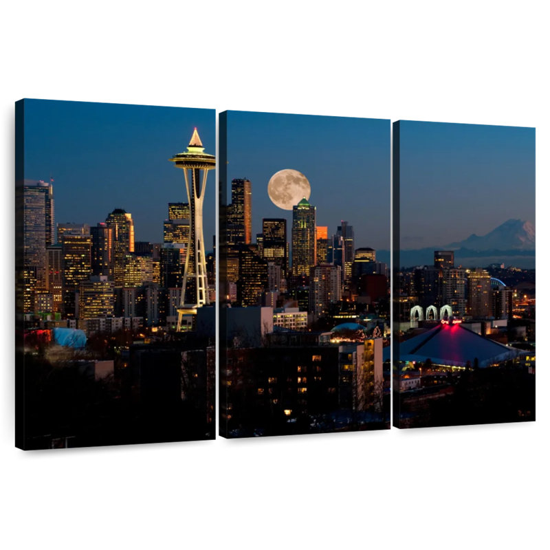 Sebbie Seattle Moonrise, 48" H x 74" W