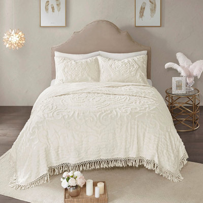 Couvre-lit à médaillon en coton chenille