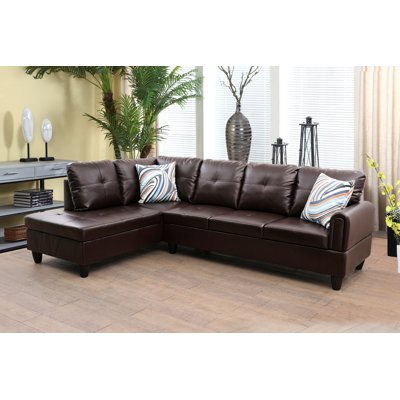 Renford 97" Wide Faux Leather Sofa & Chaise by Latitude Run