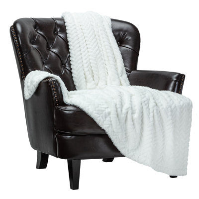 Soft Embossed Faux Fur Throw