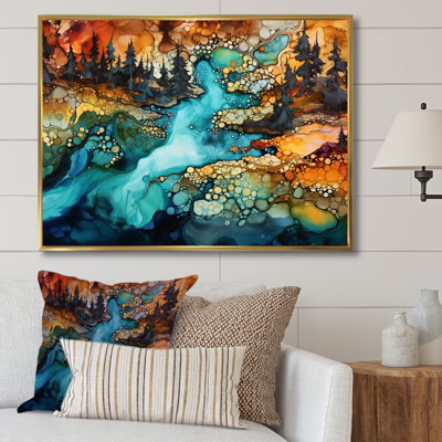 " Dreamscape Lakes Rivers Liquid Ink Landscape I "