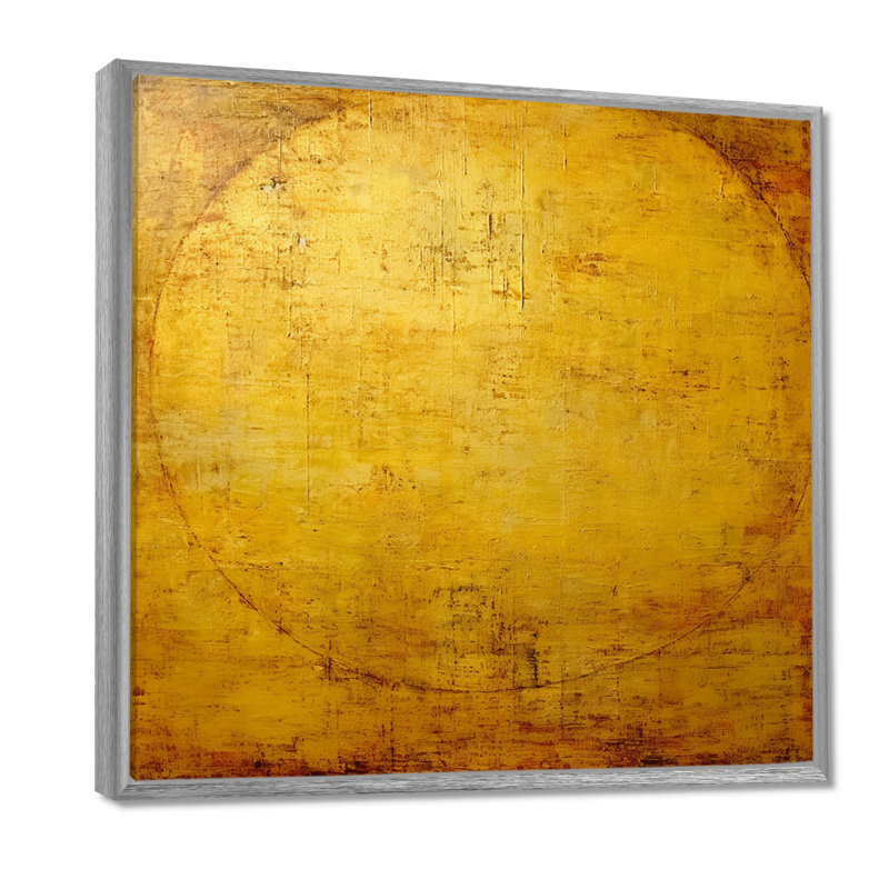 Ancienne opulence rétro or abstrait - peinture abstraite, art mural, H 36 po x l 36 po x P 1,5 po, Encadrement argenté