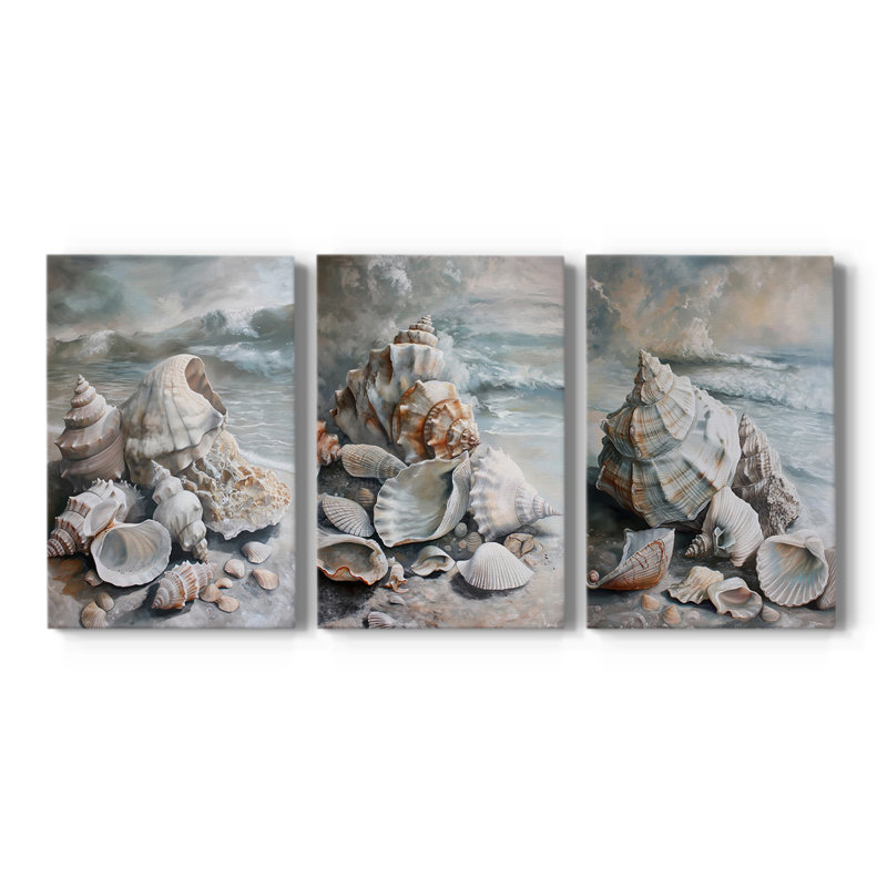 Série Sea and Shore LV - Ensemble de 3 toiles tendues avec châssis - Prêt à être accroché, H 60 po x l 40 po