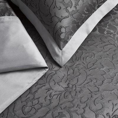 Borghese Roma Coventry Jacquard Comforter Set – Luxury Textured Bedding with Microfiber Reverse, Grey