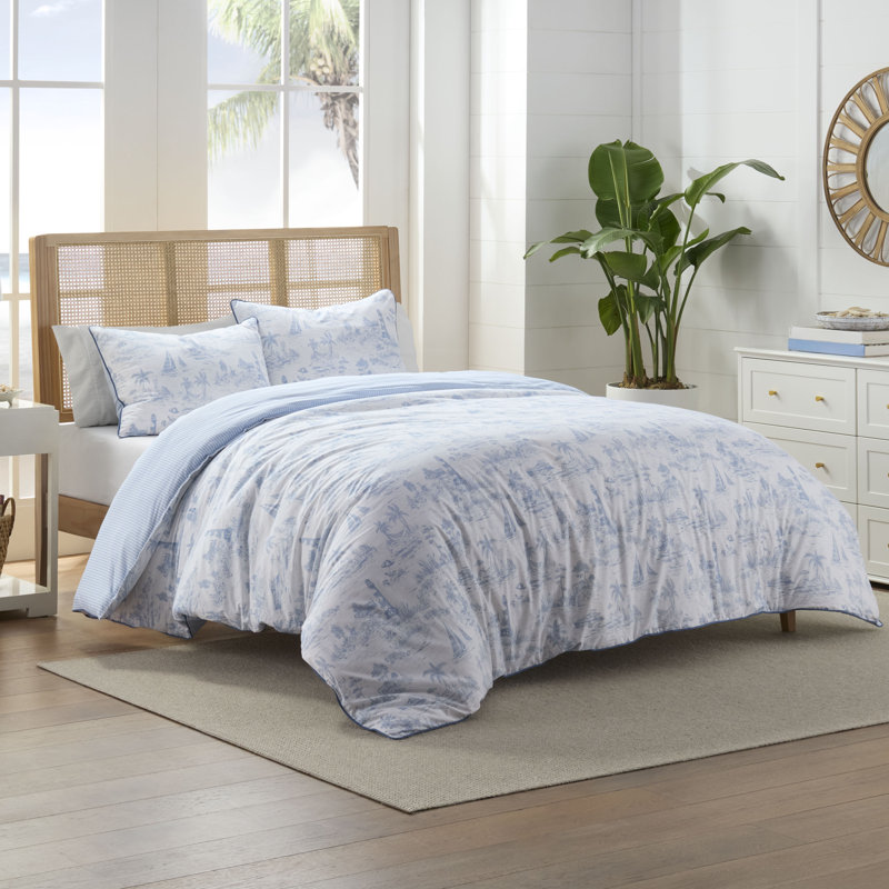 Southern Tide Marco Island Full Blue Comforter Set, King Comforter + 2 Pillow Shams