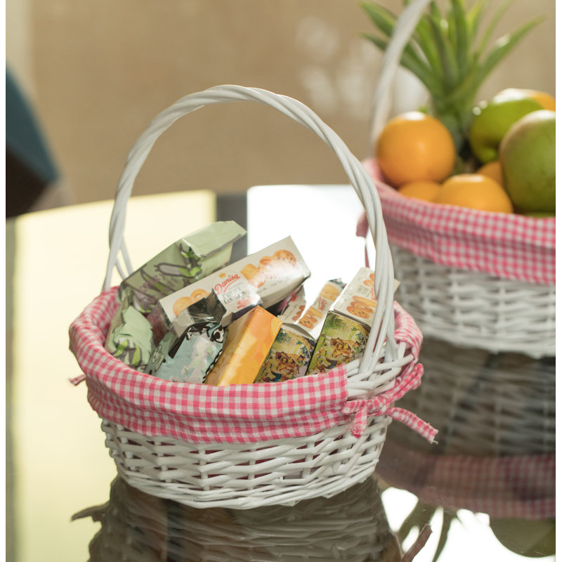 Panier en saule, H 8,5 po x l 11 po x P 11 po, Rose