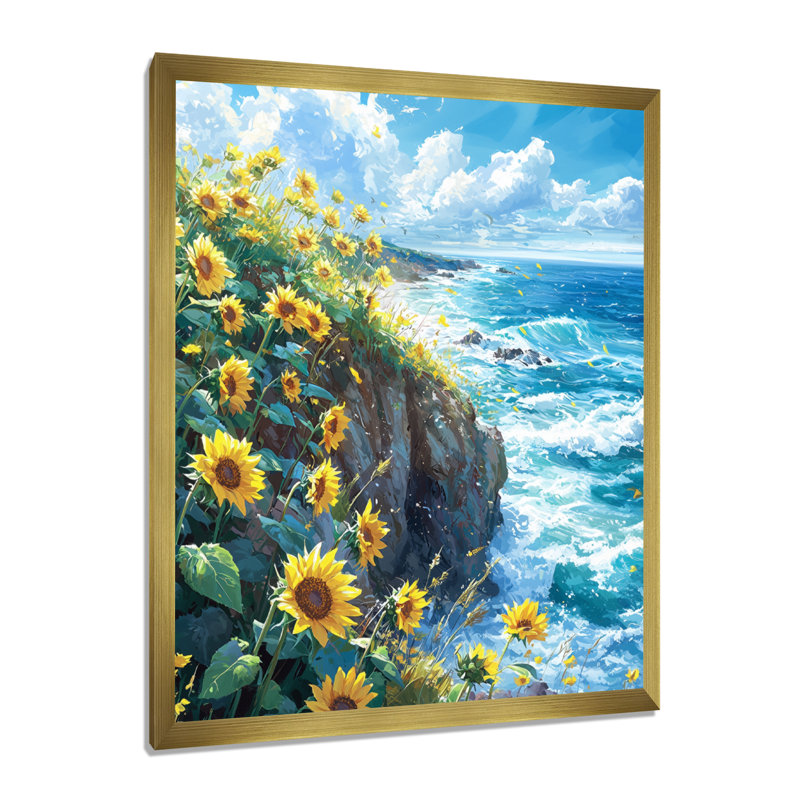Dreylin - impressions sur toile florales, H 32 po x l 16 po, Reproduction encadrée d'une seule photo, Doré