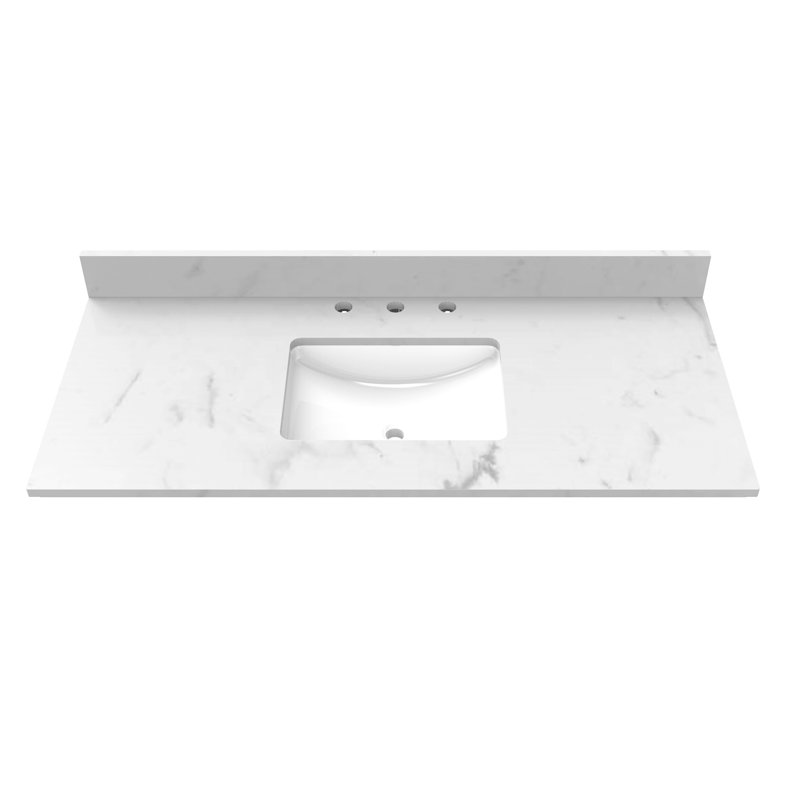 Plateau de meuble-lavabo simple 49 po avec lavabo, Blanc brillant