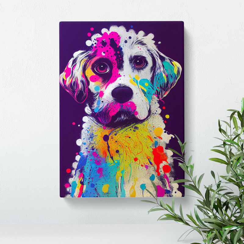 Splashed Dog No.2 Abstract - Wall Art, Wrapped Canvas, 60cm H x 40cm W, No Matte
