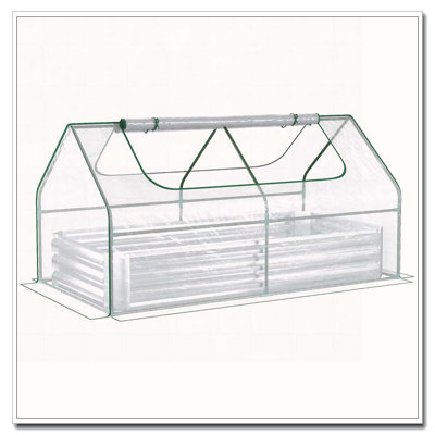 Lit de jardin surélevé galvanisé de 6 pi x 3 pi avec mini serre en PVC pour l'extérieur Outsunny