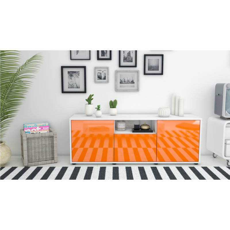 Wygant TV Stand, High-gloss Orange / Matte White