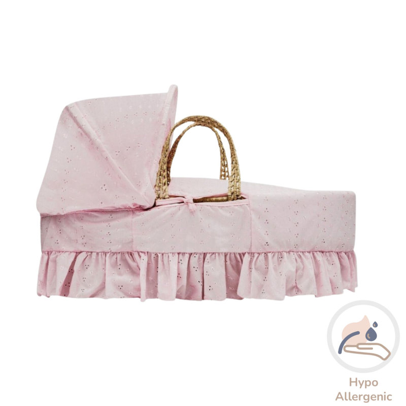 Moses Basket with Bedding with Mattress, Pink