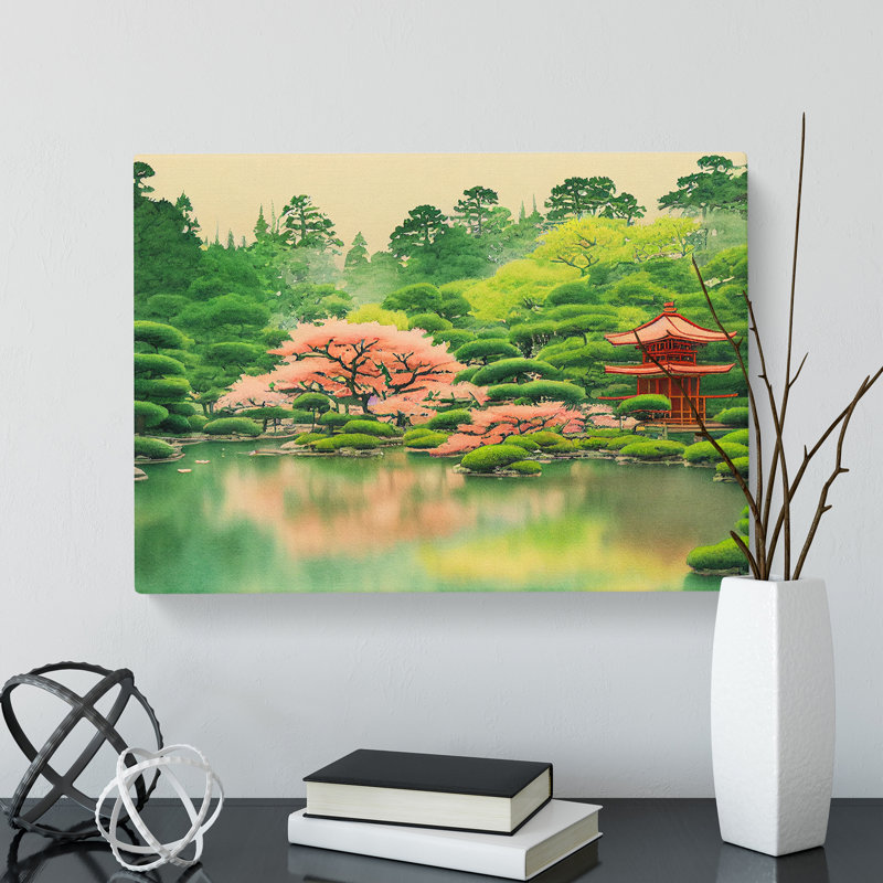 Japanese Garden Pond Vol.5 - Wrapped Canvas, 35cm H x 50cm W x 3cm D