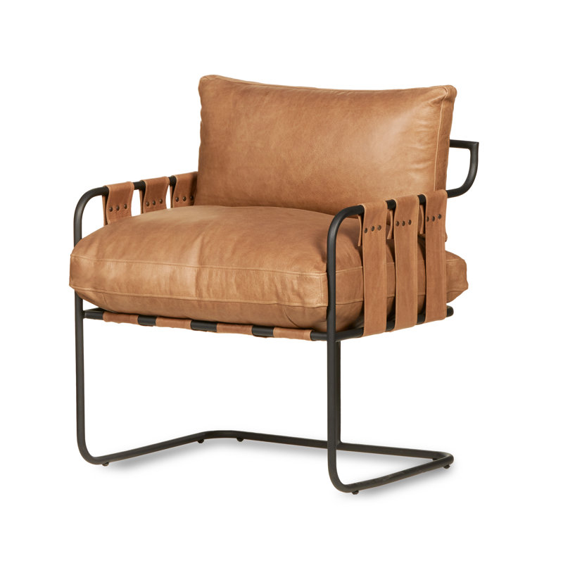 Toluca Accent Chair Black, Tan Genuine Leather
