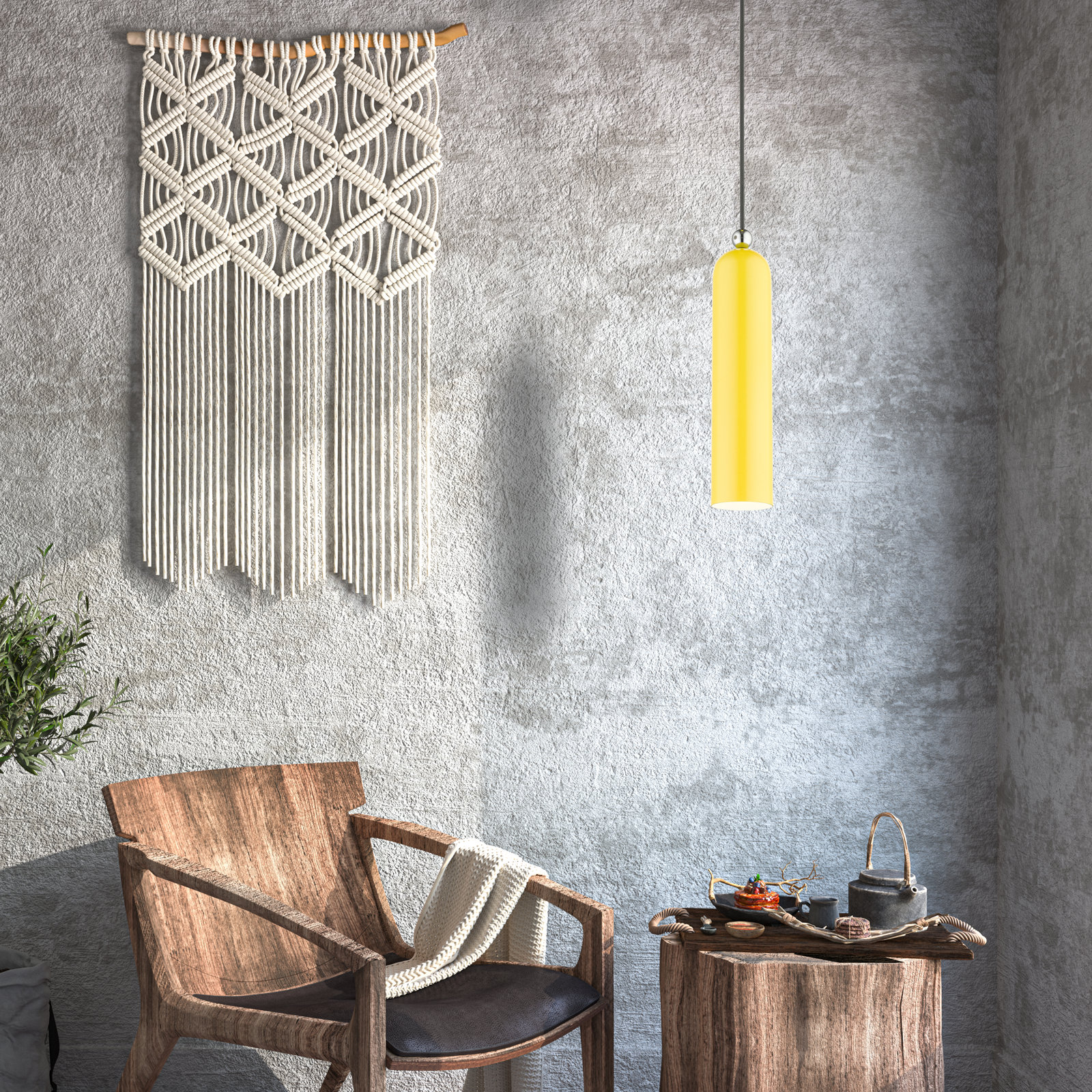 Hanne 1 - Light Single Cylinder Pendant, Shiny Yellow