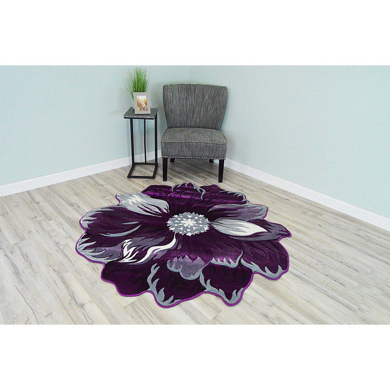 Tapis mauve à motif floral Duraisamy, Nouveauté 5 pi 3 po
