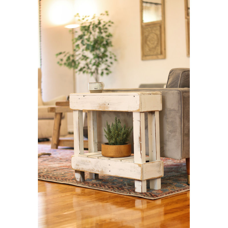 Yasmyn Solid Wood End Table, White