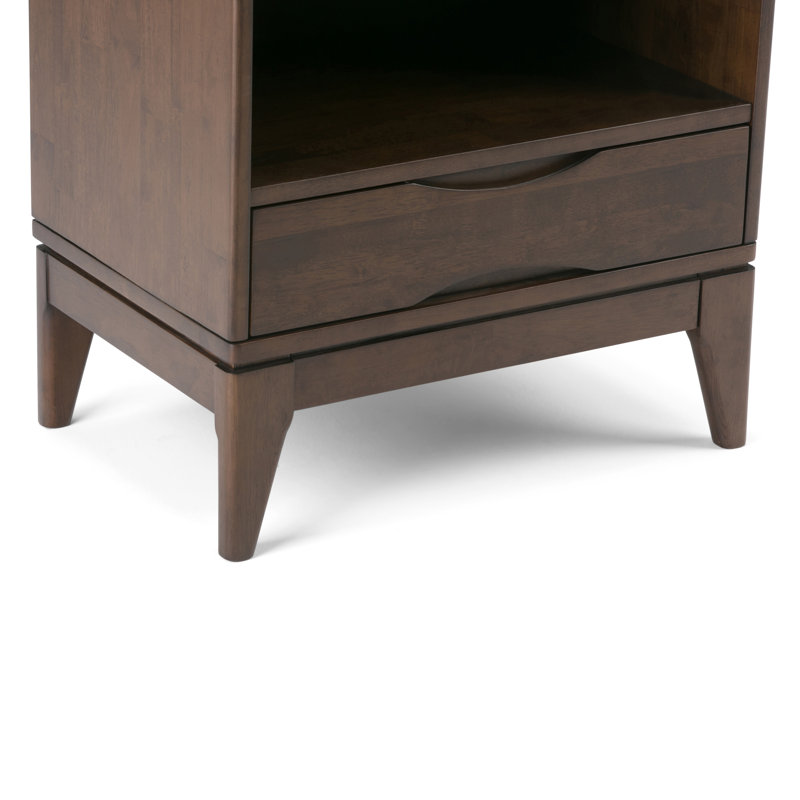 Harper Solid Hardwood Mid-Century Bookcase in Walnut Brown
