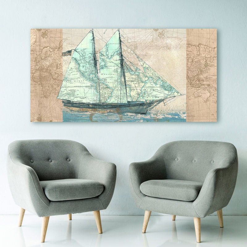 Sailing To The Seas by Joannoo - Wrapped Canvas Print, 50cm H x 100cm W x 4cm D
