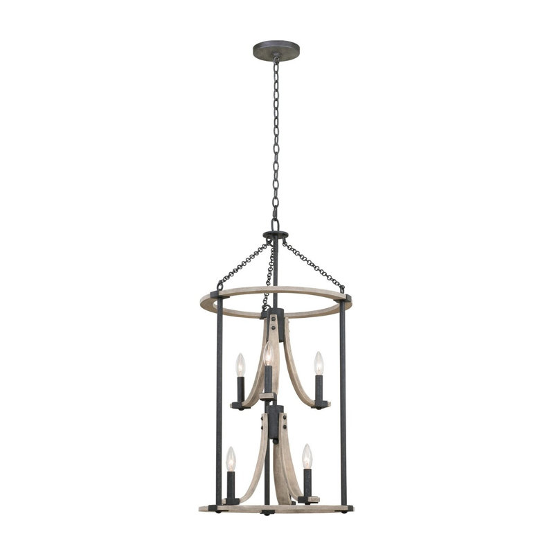 Lustre à plusieurs niveaux Middleton en fer naturel, 45,7 cm (18 po), 6 douilles.