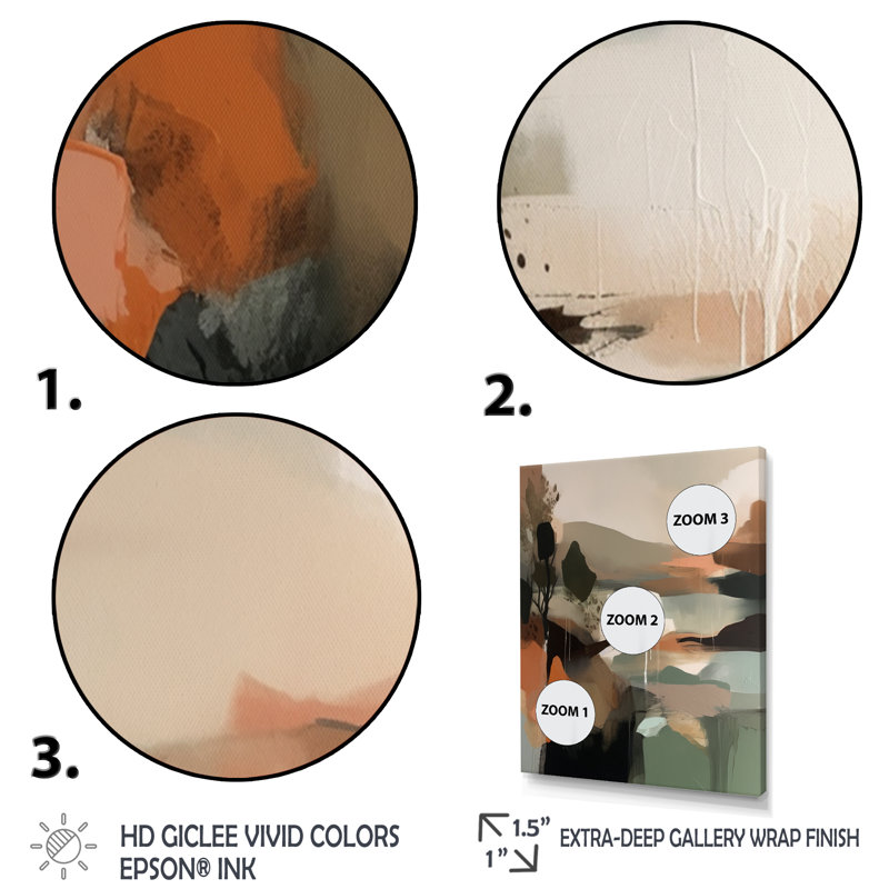 «Green and Beige Transcendant Reality I», peinture abstraite encadrée sur toile, Cadre photo noir, H 32 po x l 24 po x P 1 po