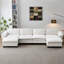 Canapé de luxe à quatre places avec 2 repose-pieds en tissu d'ameublement Chenille-354515773